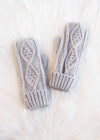 Light Gray Cable Knit Mittens