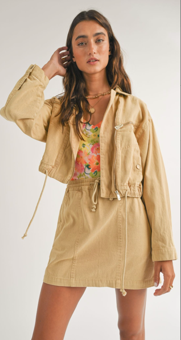 sand colored cropped jacket