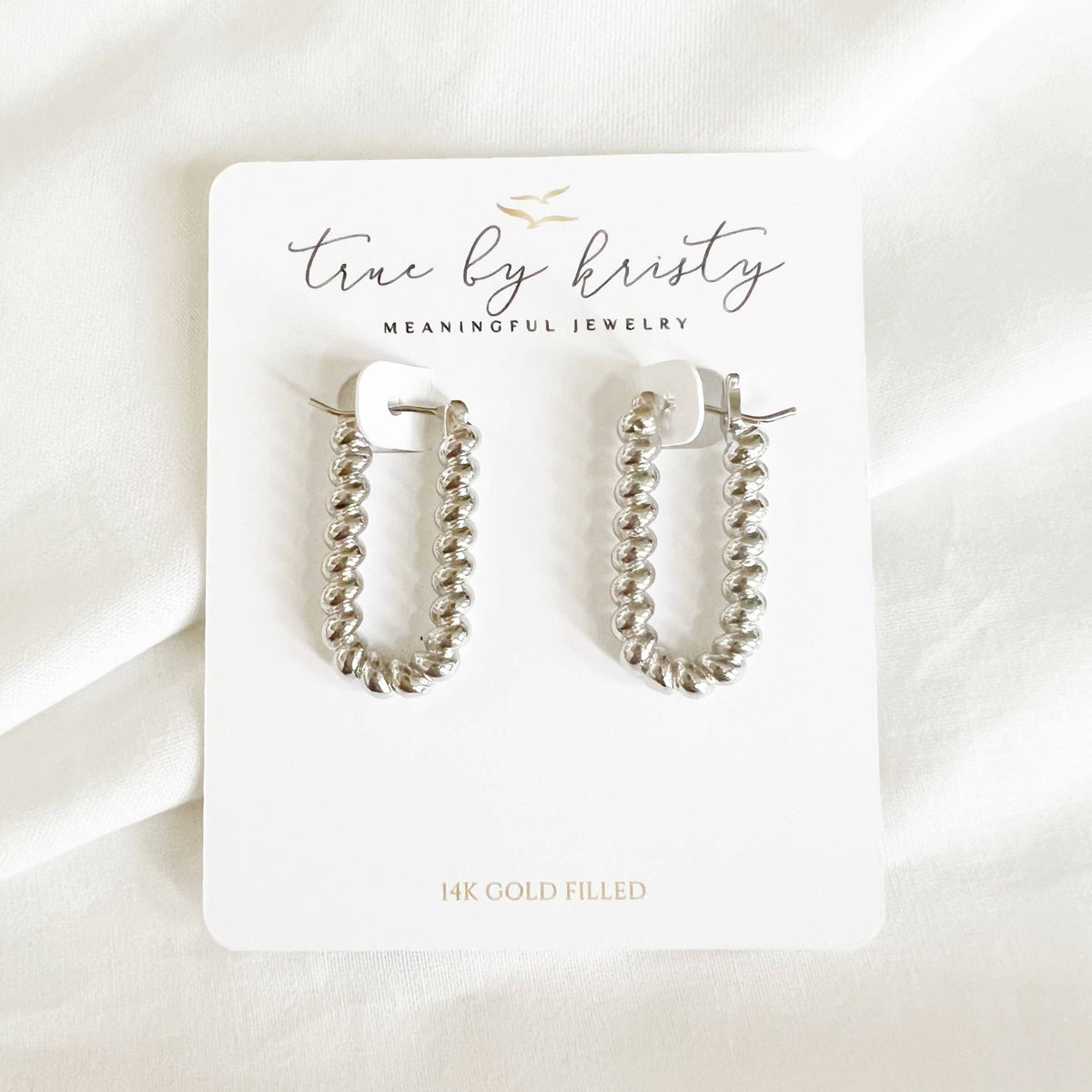 Dockside Croissant Hoops Earrings Silver White Gold Filled