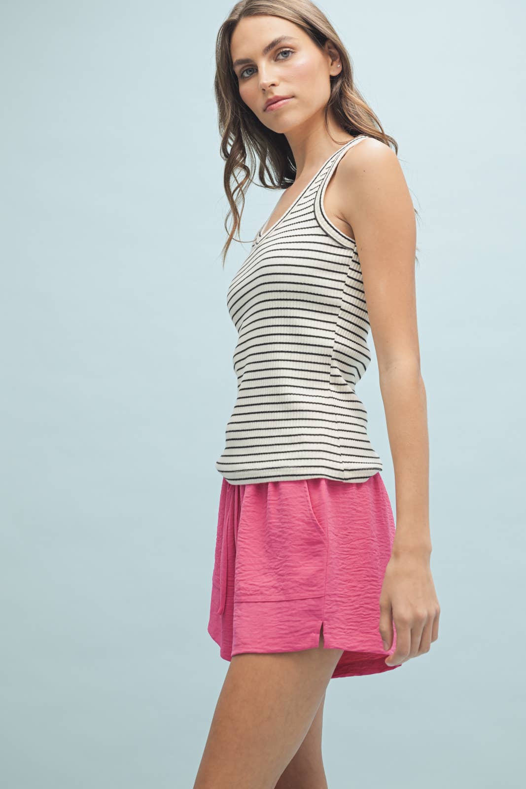 Striped Ribbed Knit Tank Top