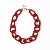 Jenna Chain Link Beaded Necklace Rust