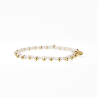 Kami Crystal With Brass Charm Stretch Bracelet White + Gold