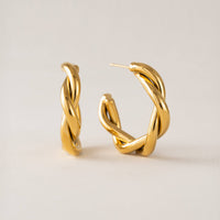 Gigi Earrings | Twisted 18K Gold Hoops | Waterproof Hoops