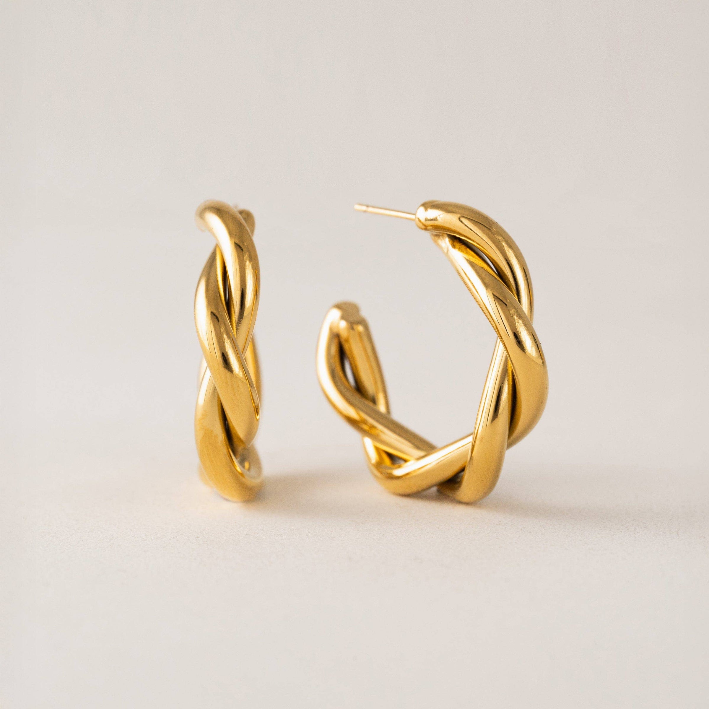 Gigi Earrings | Twisted 18K Gold Hoops | Waterproof Hoops