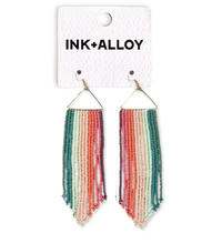Emilie Vertical Stripe Beaded Fringe Earrings