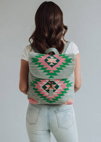 Slate, Green & Pink Aztec Backpack