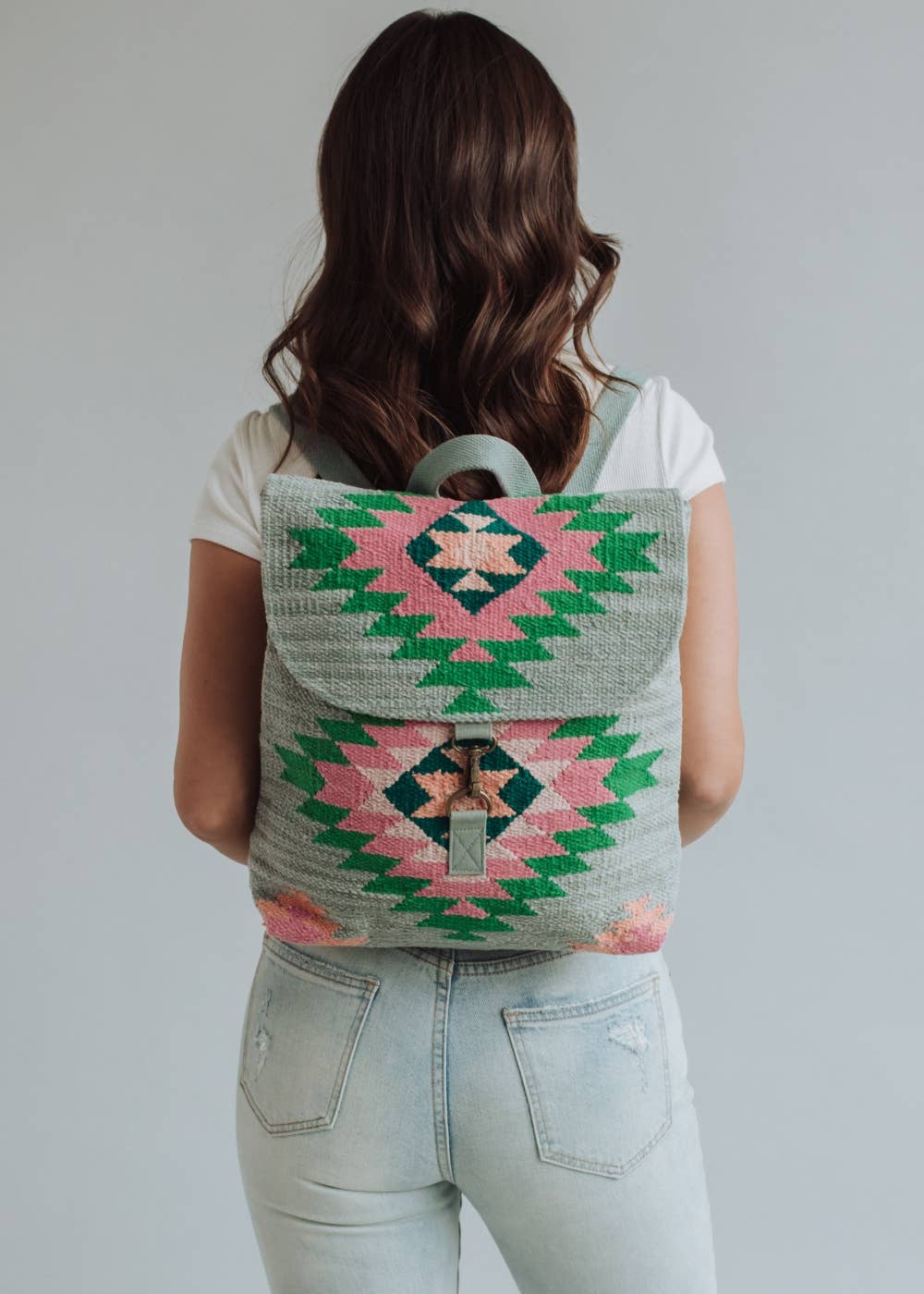 Slate, Green & Pink Aztec Backpack
