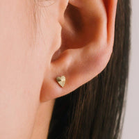 Fluted Heart Stud Earrings | Gold Studs | Waterproof Jewelry
