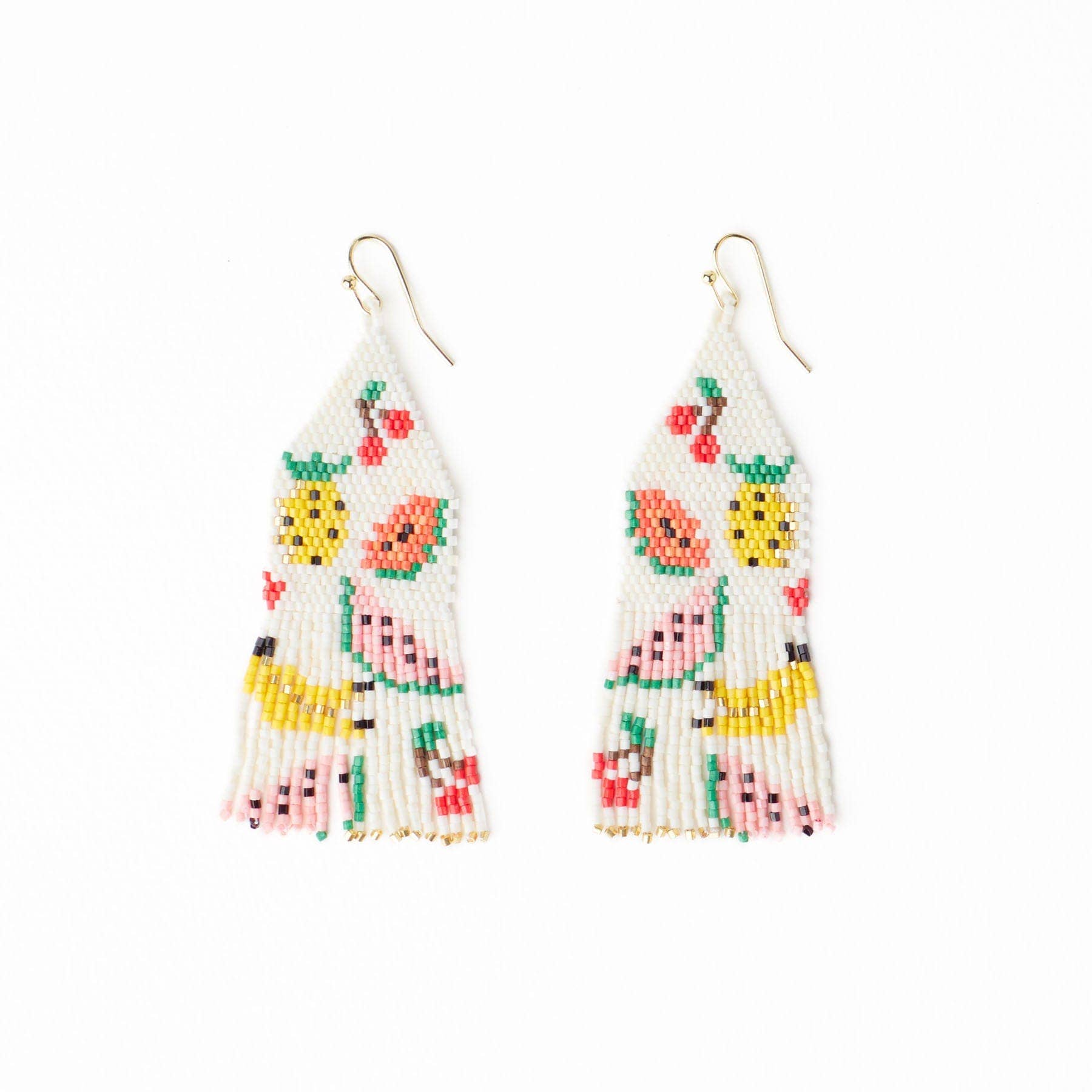 Delilah Fruit Beaded Fringe Earrings Multi