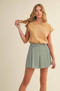 Cap Sleve Collared Sweater Vest