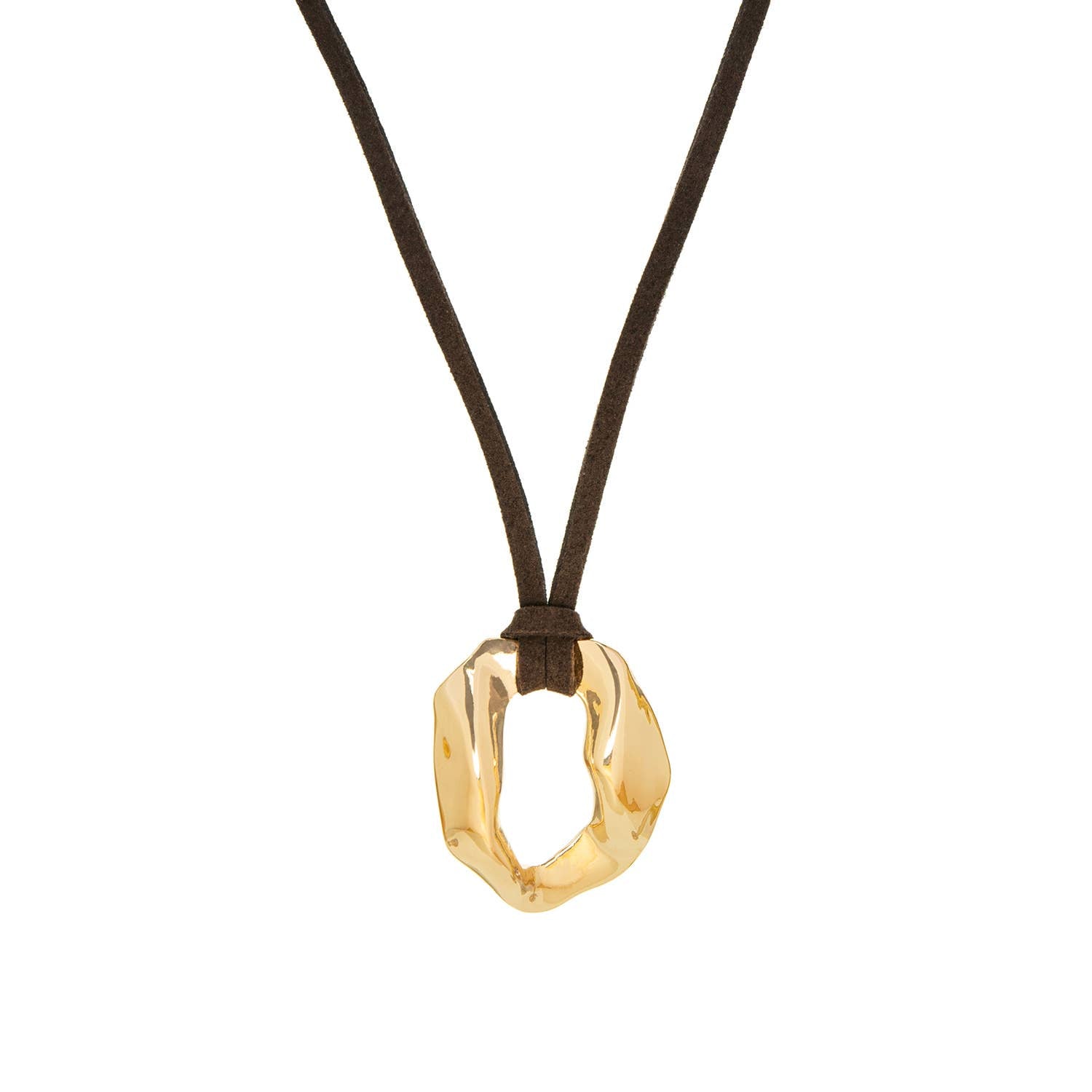 Suede necklace with circle pendant