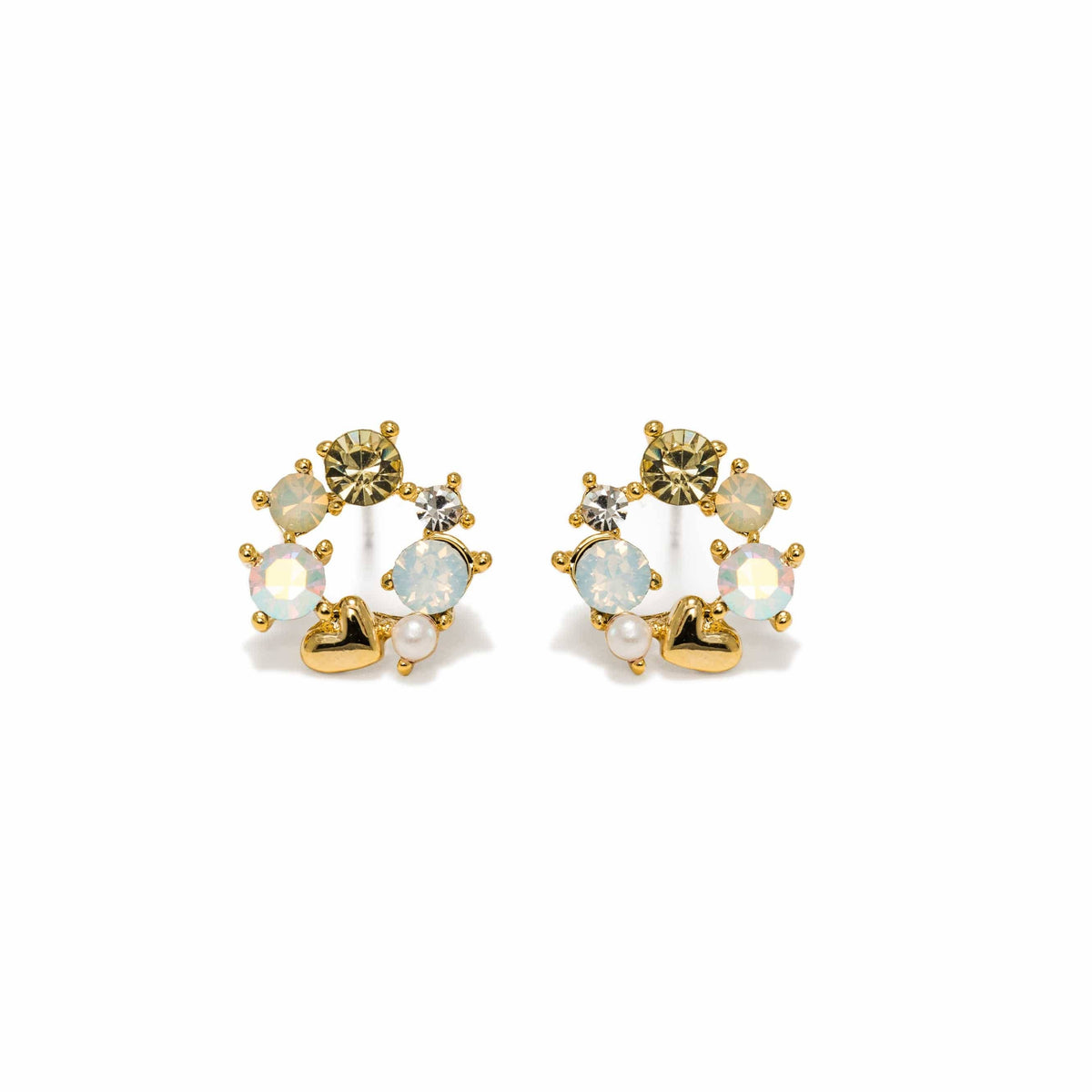 Amorette Stud Earrings | Pearl & Crystal Studs | 11mm