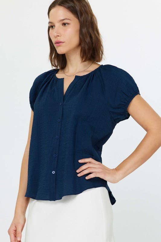 Puff Sleeve Button Down Blouse