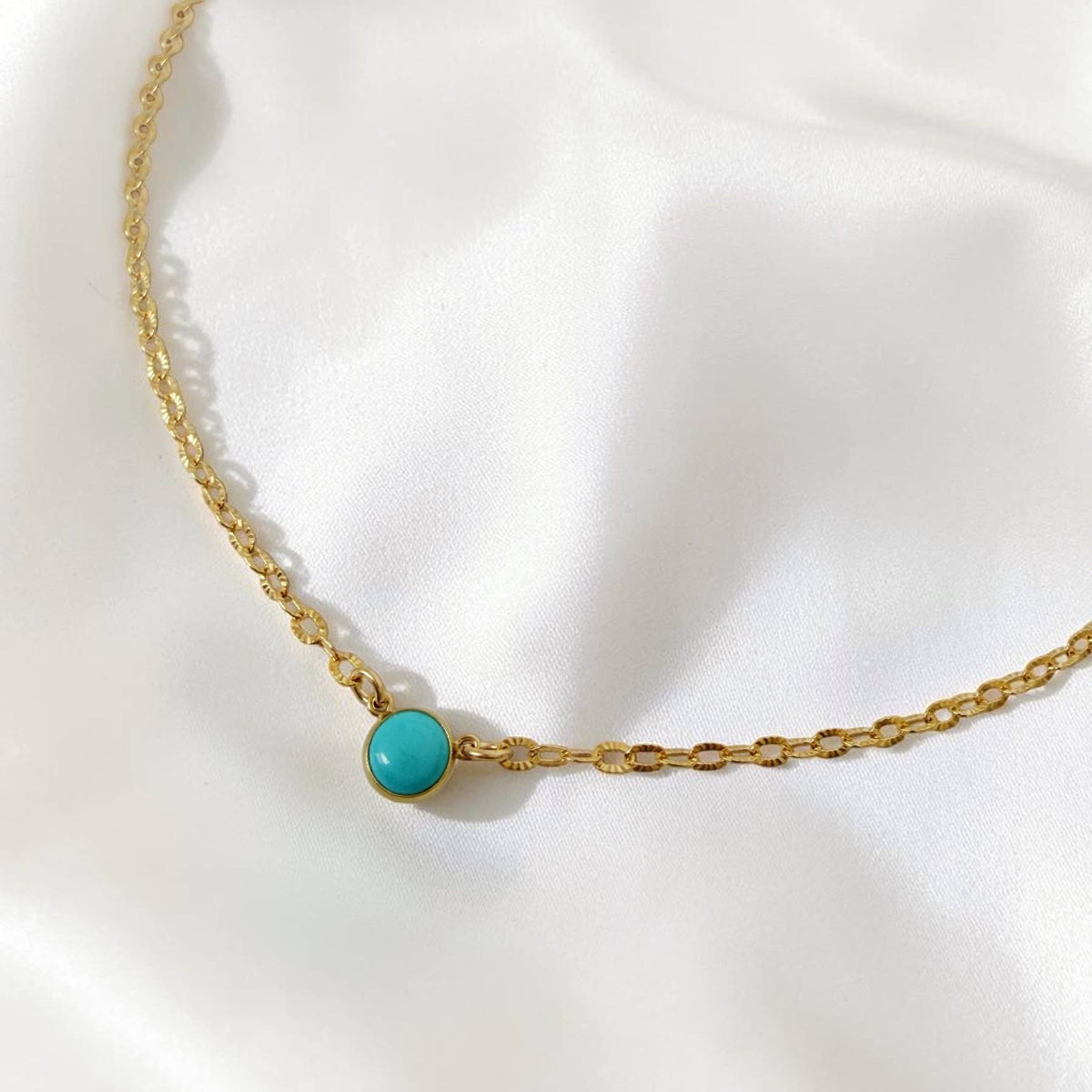 Sorrento Turquoise Solitaire Necklace Gold Filled