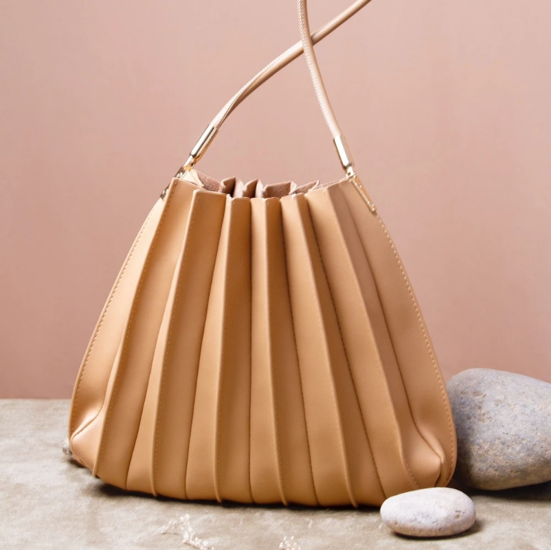 Carrie Pleated Vegan Shoulder Bag