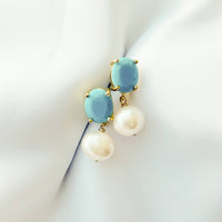 Skye Turquoise Blue Freshwater Pearl Earrings Gold Filled