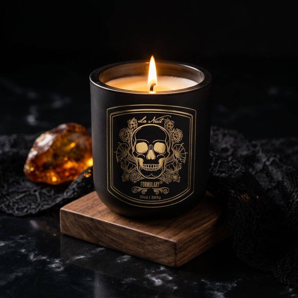 La Nuit Gold Skull - Halloween Glass Candle