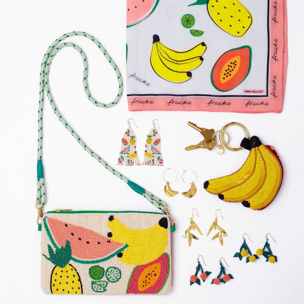 Delilah Fruit Beaded Fringe Earrings Multi