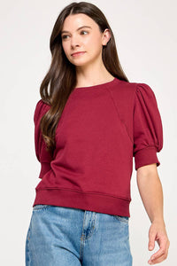 SHORT PUFF SLEEVE SWEATER