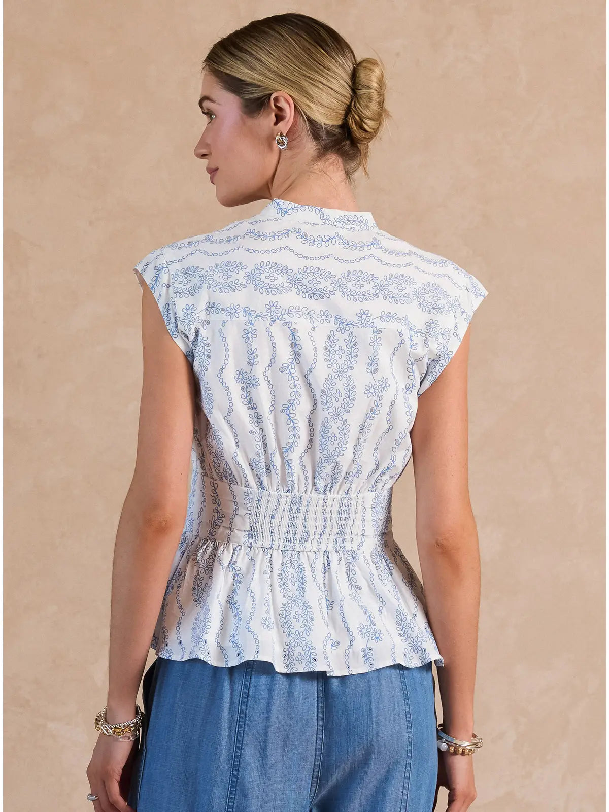 Current Air Floral Eyelet Peplum Blouse