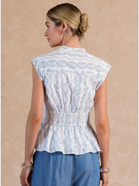 Current Air Floral Eyelet Peplum Blouse