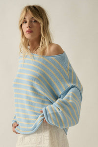 Striped Textured Knit Oversized Sweater