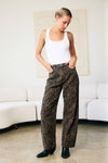 Leopard print barrel pants