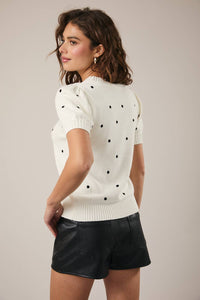 Polka Dot Embroidered Sweater