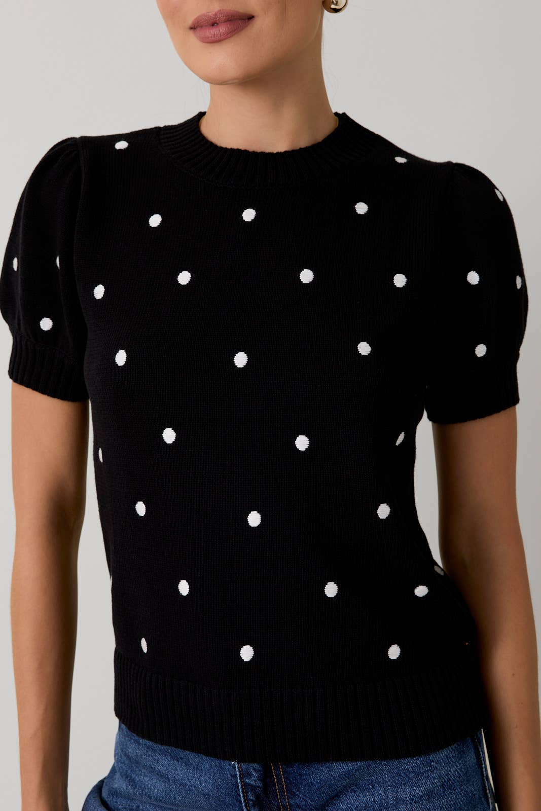 Polka Dot Embroidered Sweater