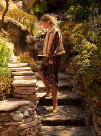 Patchwork Floral Print Vest with Faux Sherpa Lining