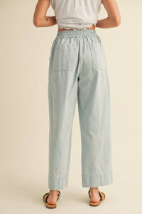 Striped Wide Leg Cropped Pants