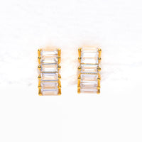 Bling Baguette Huggie Hoops