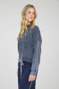 Washed Mock Neck Pullover
