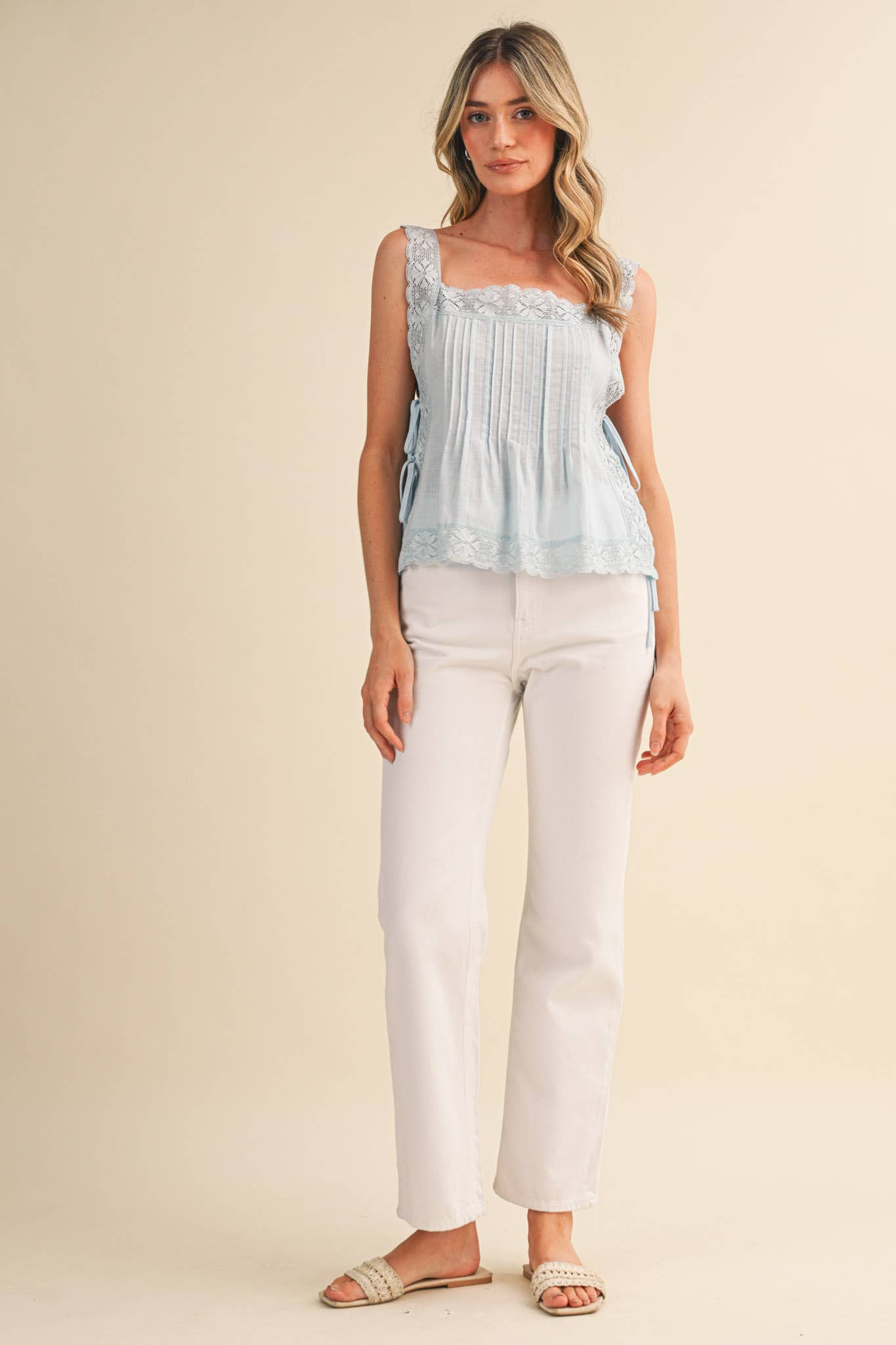 Lace Trim Side Tying Top