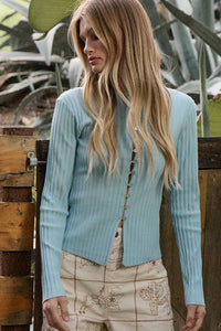 Slim Fit Knit Button Top - RTK1029