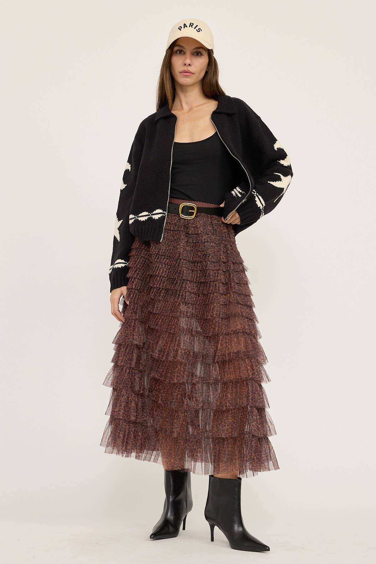 Cozy Pattern Zip Sweater Jacket