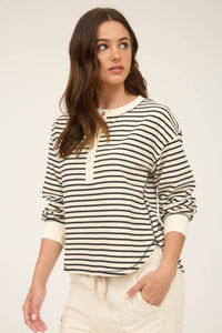 Stripe Snap Button Henley