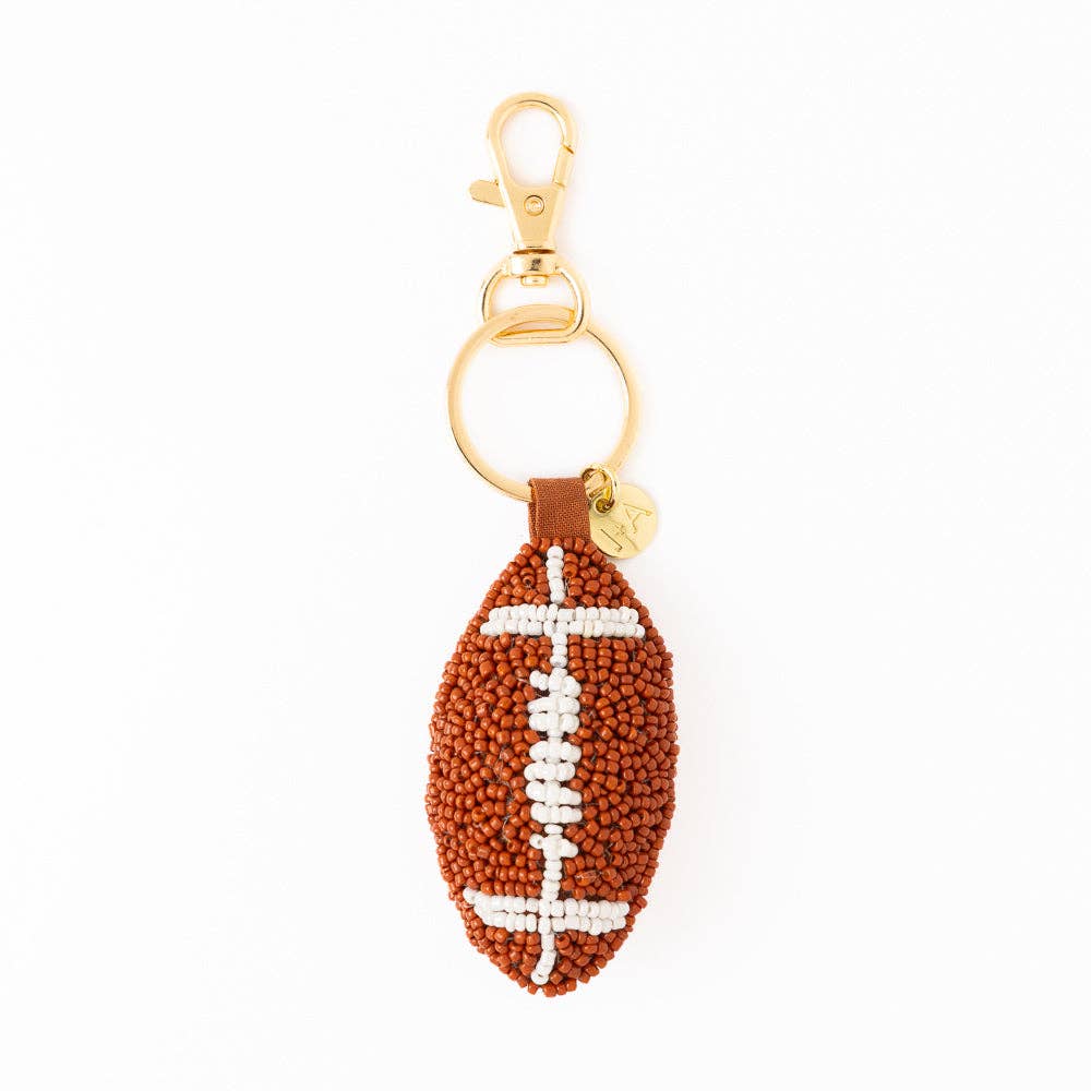 Football Beaded Bag Charm
