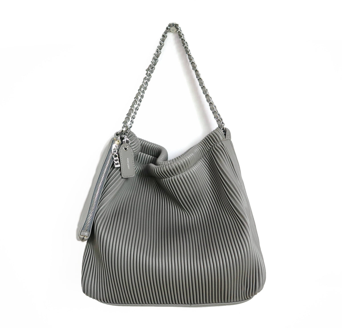 Isabella - Recycled Vegan Shoulder Bag - Grey Pleated