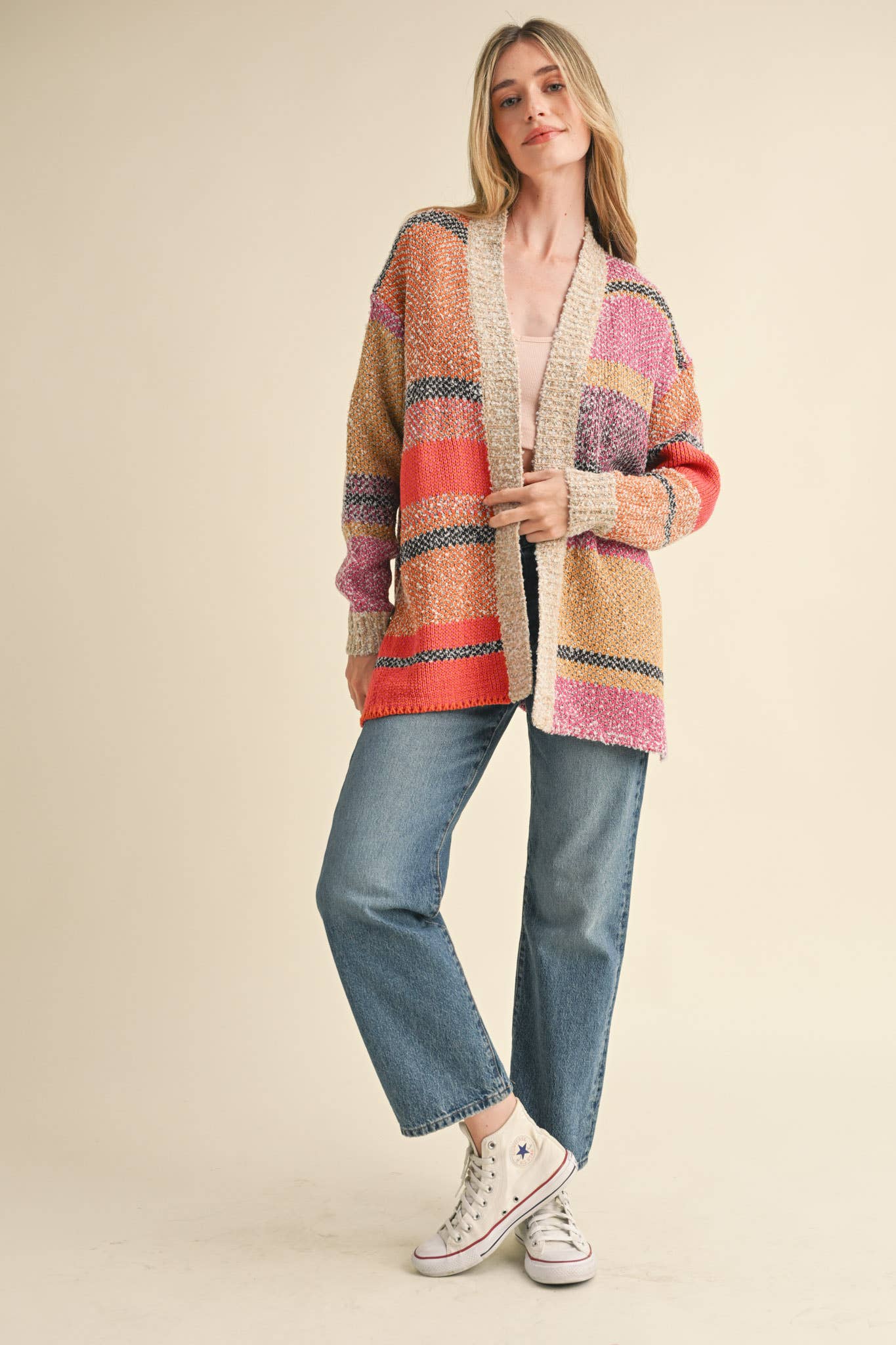 Oversized Color Block Cardigan