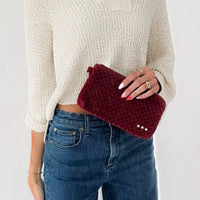 Suede Emma Woven Clutch Wristlet