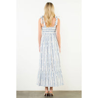 Tie Strap Square Neck Print Maxi Dress