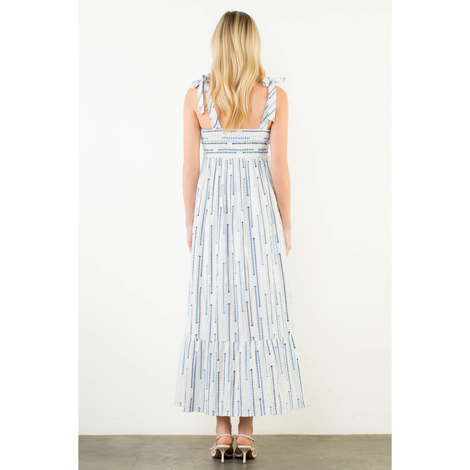 Tie Strap Square Neck Print Maxi Dress