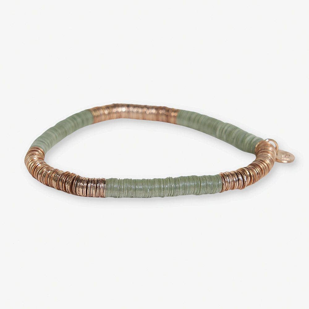 Grace Two Color Block Stretch Bracelet Mint and Gold