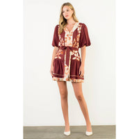 Puff Sleeve Button Front Tie Waist Dress