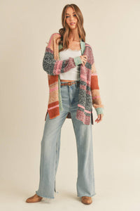 Oversized Color Block Cardigan