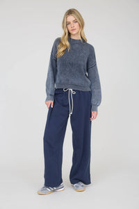 Washed Mock Neck Pullover