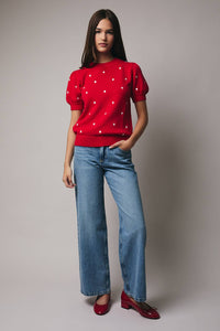 Polka Dot Embroidered Sweater