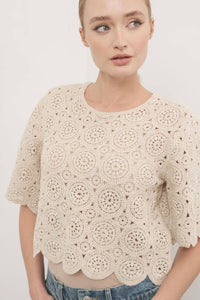 CROCHET LACE TOP WITH SCALLOP HEM