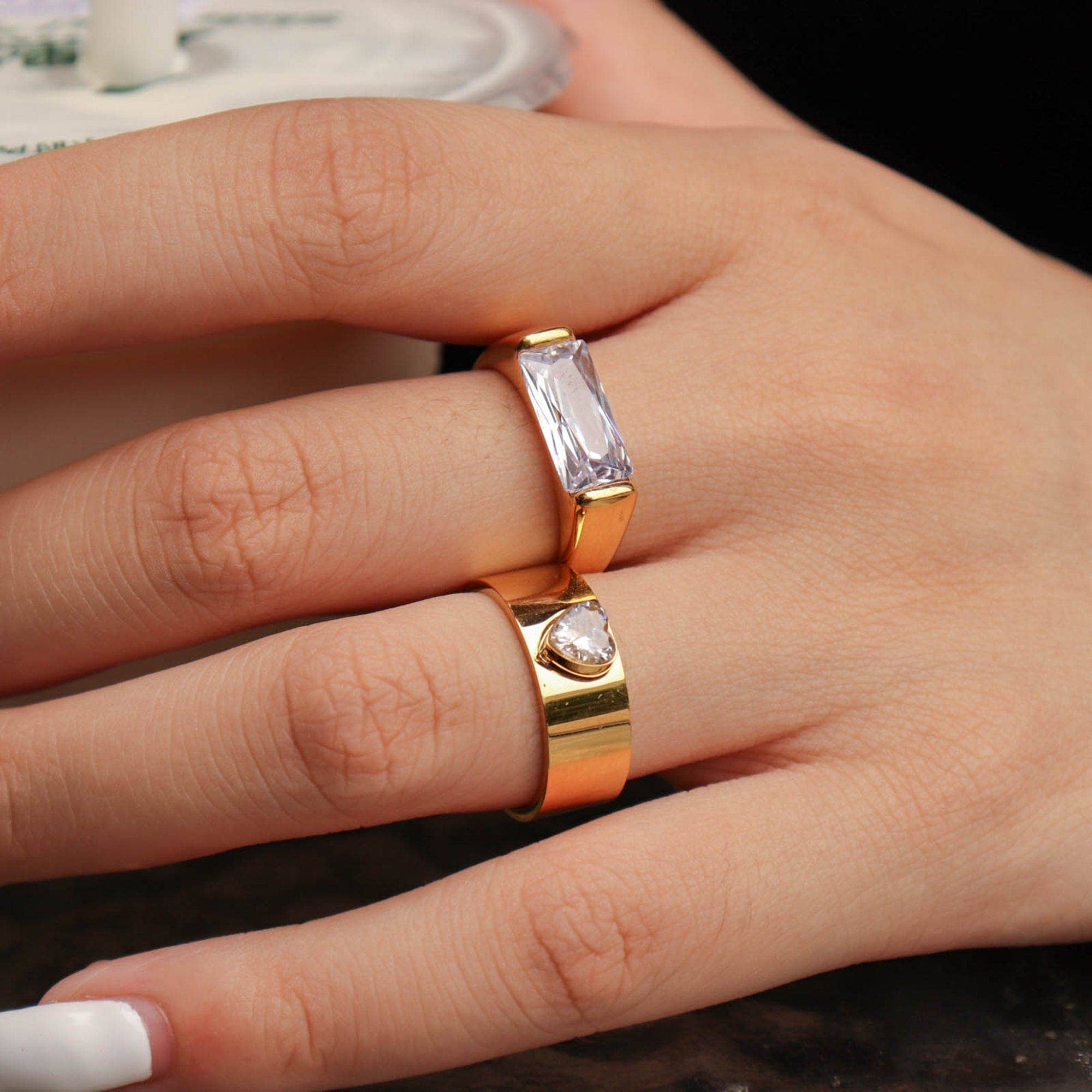 Prism Ring | Waterproof Solitaire Ring | Gold CZ Band Ring